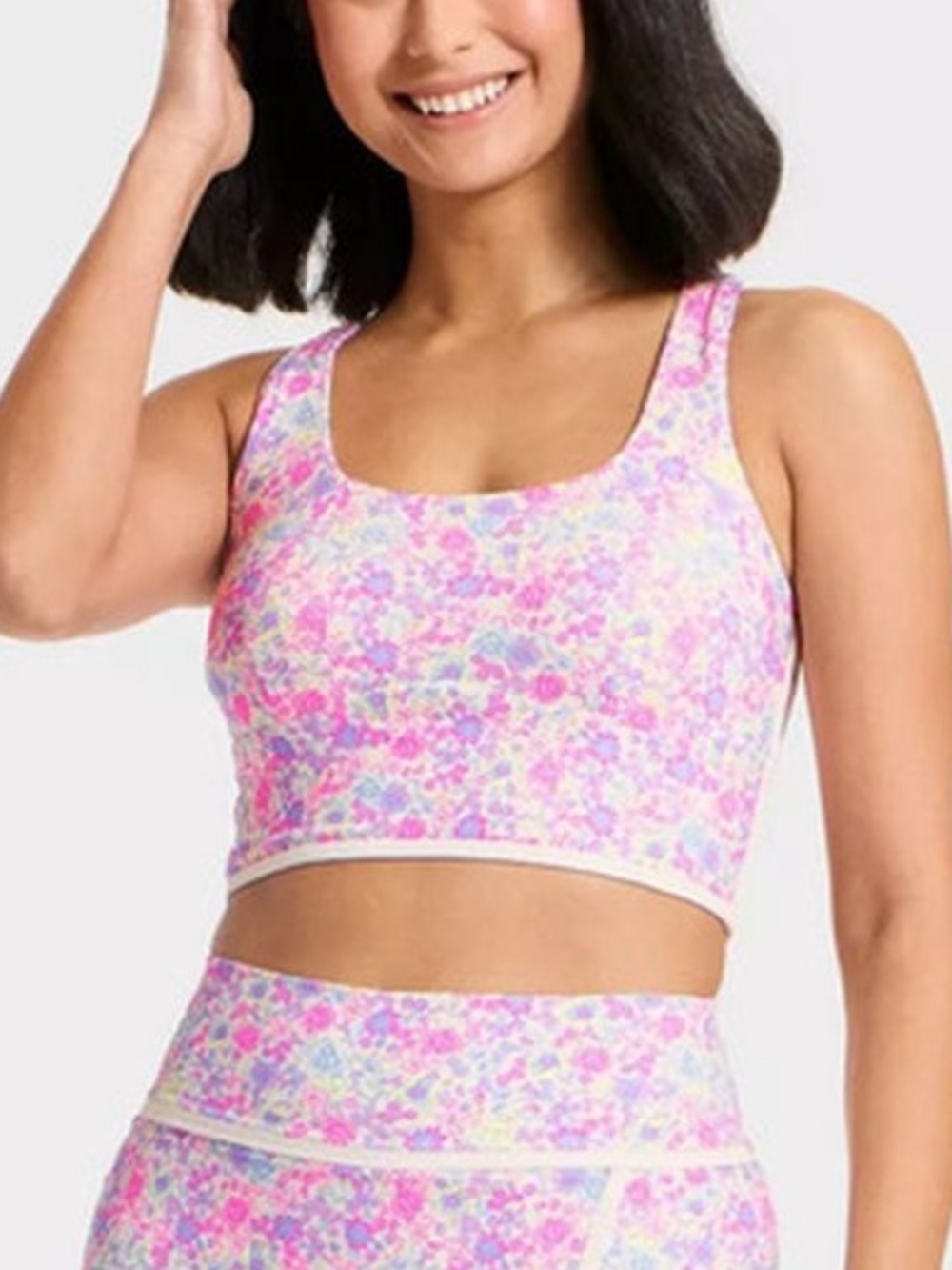 Joylab floral print piped longline sport brallette 5